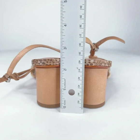 Vicenza Anthropologie Cream Neutral Slingback Heeled Sandals Leather Round Heel - Picture 12 of 14